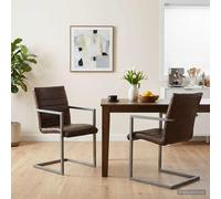 2x Chaises de Salle à Manger Cantilever Noir Cuir Véritable Dîner vidaXL