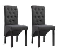 2x Chaises de Salle à Manger Gris Foncé Tissu Siège Salon Dîner Repas vidaXL