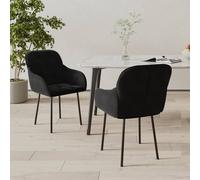 2x Chaises de Salle à Manger Gris Foncé Velours Fauteuil Sièges Cuisine vidaXL