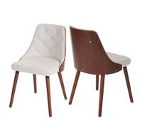 2x Chaises de Salle à Manger HWC-A75, pour visiteurs, bois courbé design Noyer Similicuir blanc