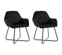 2x Chaises de Salle à Manger Noir Velours Siège de Cuisine Repas Dîner vidaXL