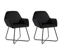 2x Chaises de Salle à Manger Noir Velours Siège de Cuisine Repas Dîner vidaXL
