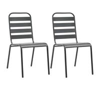 2x Chaises Empilable d'Extérieur Acier Patio Terrasse Salle à Manger vidaXL