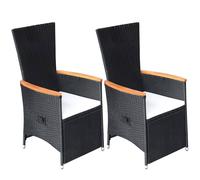 2x Chaises Inclinables de Jardin et Coussins Résine Tressée Patio vidaXL