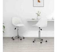 2x Chaises Pivotantes de Salle à Manger Blanc Similicuir Fauteuils vidaXL