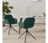 vidaXL Chaises pivotantes à manger lot de 2 Vert foncé Velours