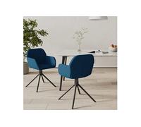 2x Chaises Pivotantes de Salle à Manger Fauteuils à Dîner Chaises de Cuisine Sièges à Dîner Chaises de Repas Hauteur Réglable Bleu Velours