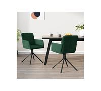 Vidaxl Chaises Pivotantes De Salle À Manger 2 Pcs Vert Foncé Velours Vert
