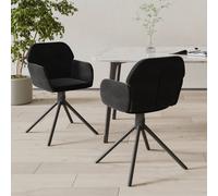 2x Chaises Pivotantes de Salle à Manger Gris Foncé Velours Cuisine vidaXL