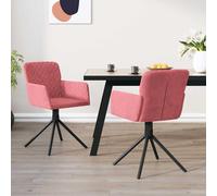 2x Chaises Pivotantes de Salle à Manger Rose Velours Fauteuils Dîner vidaXL