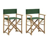 vidaXL Chaises pliables de directeur lot de 2 Vert bambou, tissu