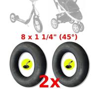 2x CHAMBRE A AIR 8 x 1 1/4" POUSSETTE TROTTINETTE VÉLO ENFANT VALVE COUDÉE 45