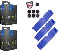 2x Chambre à air Schwalbe 50-305 (16x2.00) AV 40mm Schrader + démonte-pneu