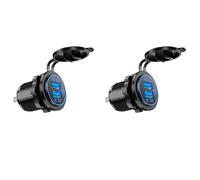 2X Charge Rapide 3.0 Double Chargeur de Voiture USB 12V 36W Chargeur Rapide USB avec Interrupteur pour Bateau Moto Camion Chariot de Bleu