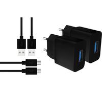 2X Chargeur Micro Usb 2A 5V - Prise Secteur & Câble 1M Compatible Avec Android Samsung Galaxy A10 J6 Plus, Huawei, Xiaomi - Noir