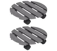 2x Chariots à Plantes Marron Ø30x7,5 cm WPC Rouleau Support Extérieur vidaXL
