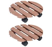 2x Chariots à Plantes Marron Ø30x7,5 cm WPC Rouleau Support Extérieur vidaXL