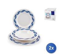 2X Churchill Sealife Services De Table 18 Pièces, Terre Cuite Bleue Maison