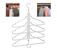 2x Cintres multiples, 4 x avec traverse pour pantalon, bois, métal, porte-chemises, peu encombrant, armoire, blanc