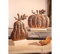 2x citrouille "Metallic" en métal, cuivre, 14 + 16 cm de haut, figure décorative, décoration d'Halloween, décoration d'automne