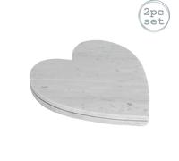 2x coeur marbre service Platters rustique Table à manger Réglage 23 x 27cm gris