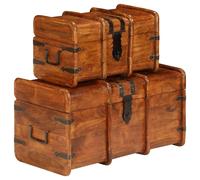 2x Coffre de Rangement Bois d'Acacia Massif et Finition Salon vidaXL