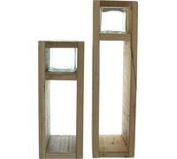 2x colonne photophore Wood bois & verre 30+40cm
