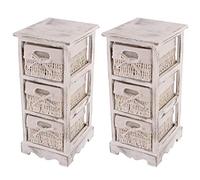 2X commodes/Meubles d'appoint/étagères, 3 paniers, 25x28x58cm, Shabby, Vintage, Blanc