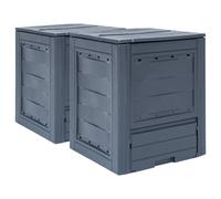 2x Composteurs de Jardin Gris 520 L Bac de Compostage Compost Déchets vidaXL