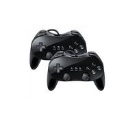 2x Contrôleur Classique filaire Qumox manette Compatible pour Nintendo Wii Remote Console noire -QUMOX®