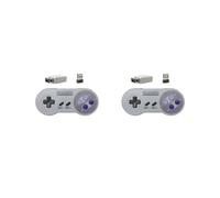 2X Contrôleur de Jeu Sans Fil 2,4 G, Manette de Jeu Joypad Compatible avec SNES PC Windows NS 2 Boutons de Couleur