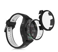 kwmobile Coque Compatible avec Garmin 18mm Forerunner 265S Coque - 2X Étui Cadre écran en Verre trempé pour Fitness Tracker - Noir-Transparent