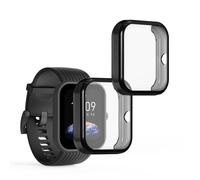 kwmobile Coque Compatible avec Huami Amazfit Bip 3 / Bip 3 Pro Coque - 2X Étui Cadre écran en Silicone pour Fitness Tracker - Noir-Transparent