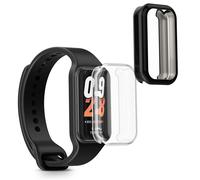 kwmobile Coque Compatible avec Xiaomi Smart Band 8 Active/Redmi Band 2 Coque - 2X Étui Cadre écran en Silicone pour Fitness Tracker - Transparent-Noir