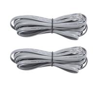 2X Cordon de câble téléphonique plat en plastique gris 6P6C RJ11 M/M 5M 16Ft