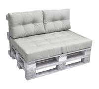 Beautissu Set de 2 Coussin Dossier Palette Euro 60x40 cm ECO Elements - Confortable Coussin Lounge Extérieur & Intérieur pour Jardin Canape Banquette - Gris Clair