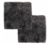 2x Coussins de Chaise Coussins de Siège Coussins d'Assise Salon Salle de Séjour Bureau Maison Intérieur Gris Clair 40x40 cm Peau de Mouton Véritable