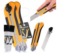 2x Couteau Tapis 25 mm Cutter Couteau À Paquet Carton Feuille Lame Métallique À Film Universel Professionnel Multi-Usage Multifonctionnel Précision Avec 22x Lame