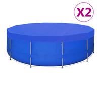 Couvertures de piscine 2 pcs PE Ronde 460 cm 90 g m² Bleu G