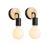 2X Créatifs Applique Murale Rétro Fer Vintage Lampe murale Moderne Individuels Applique Métal Lampe pour Bar, Chambre à Coucher, Cuisine, Restaurant, Café, Couloir E27 (Noir)