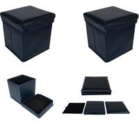 2x Cube de siège pliable Boîte de rangement Tabouret de siège Banc de pieds bleu foncé