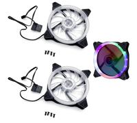 2x DC 12V RGB LED Low Noise 12cm Fan Cooling PC Case Brushless Game with Hydraulic Bearing 12025 DC 120mm Fan Silent RGB Computer Case
