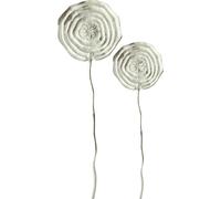 2x décoration murale fleur aluminium argent - Décoration murale