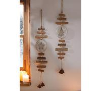 2x Décorations à suspendre "étoile & sapin" en bois, 56 cm de haut, avec clochettes en métal, petite guirlande, décoration de porte, décoration de Noël