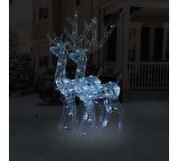 2x Décorations de Noël de Renne Acrylique 128 cm Blanc Froid Ornement vidaXL