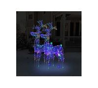 vidaXL 2x Décorations de Noël de Renne Ornement de Noël Rennes Lumineux Décoration de Fête Maison Intérieur 60x16x100 cm Acrylique Multicolore G