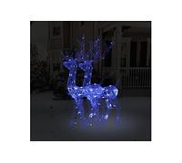 2x Décorations de Noël de Renne Ornement de Noël Rennes Lumineux Décoration de Fête Maison Salon Intérieur Acrylique 120 cm Bleu