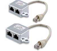 2X Dédoubleur Câble Réseau - Répartiteur Cat. 5E Rj45 Fiche Alimentation Ethernet - Distributeur T Vers 1X Rj45 Réseau Lan Et 1X Isdn