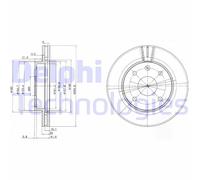 Disque de frein DELPHI BG4003 avant, ventilé, 2 pièce
