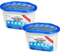2x Déshumidificateur d'air, y compris 2x 230g de granulés Déshumidificateur d'ambiance Absorbeur d'humidité, sans électricité